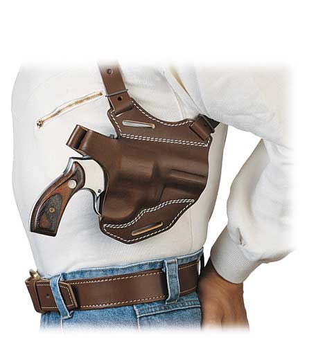 Schulterholster Sickinger Multivario zu Colt Det., Ruger SP 101, Taurus 85, für Rechtshänder, Leder braun | 63595-rechts-braun