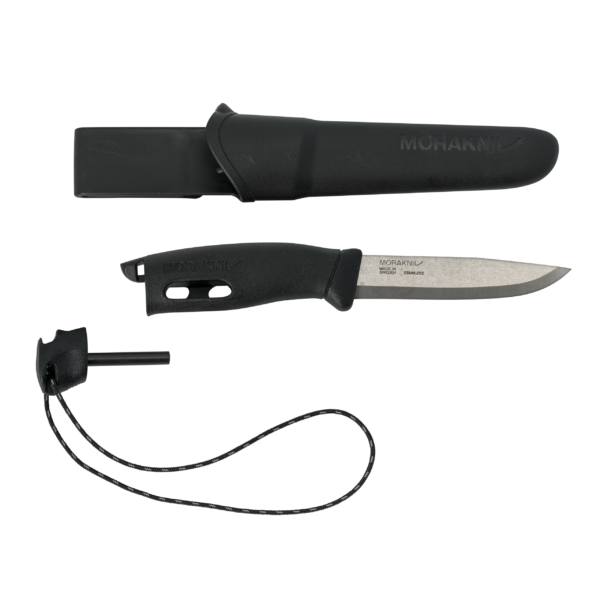 Messer Morakniv Companion Spark black Pinpac , mit integriertem Zündstahl