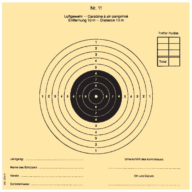 Scheibe Nr. 11 Luftgewehr 10m "Jungschütz"