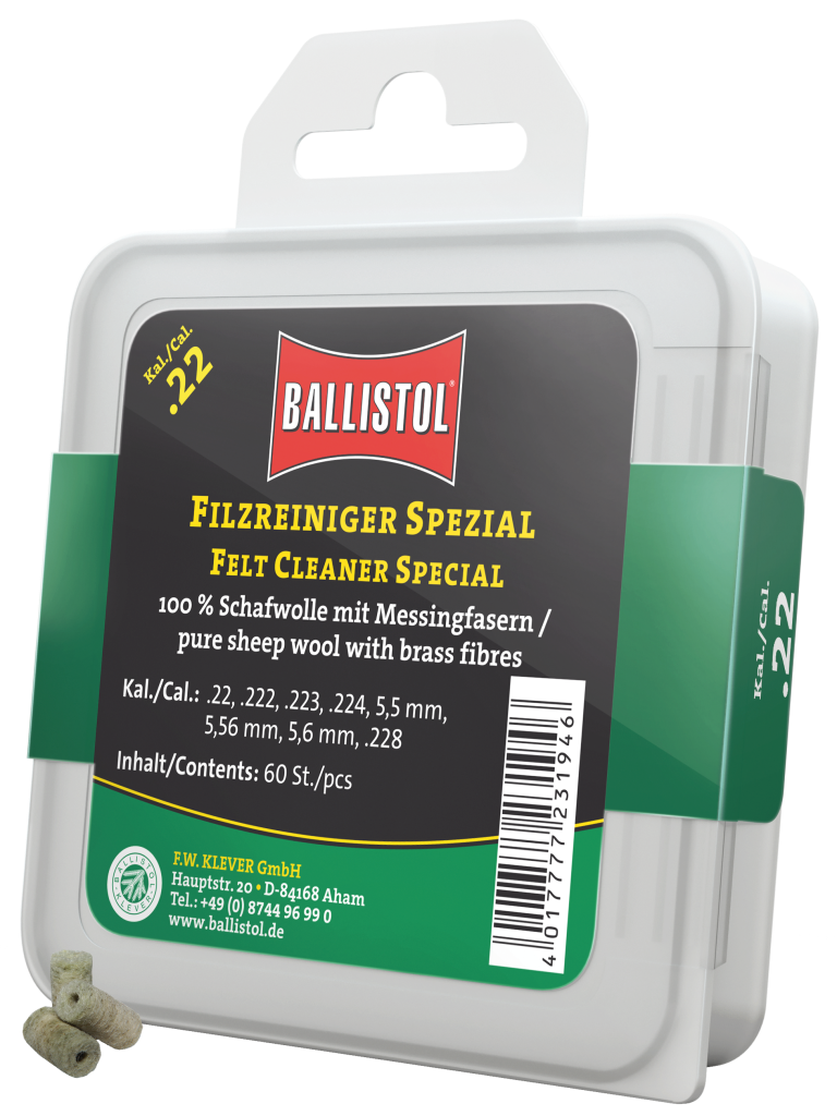 Ballistol Filzreiniger Spezial, Kal. .22, 60 Stk. (für Kal. .22, .222, .223, .224, 5.5mm, 5.56mm, 5.6mm, .228)