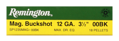 Munition Remington Magnum Buckshot 00 12/89 18 Pellets