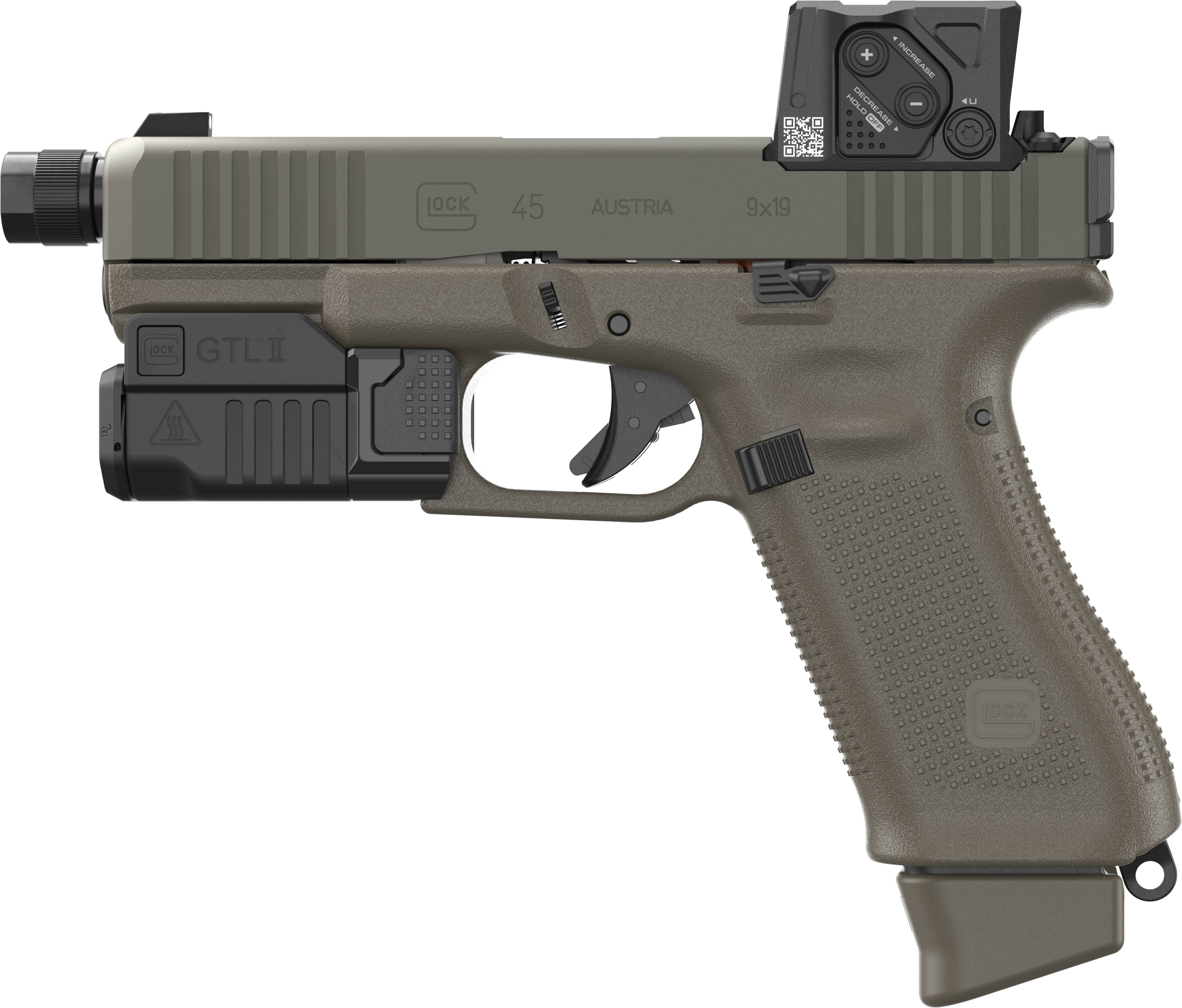 Pistole Glock 45 MOS/FS/Barrel M13,5x1LH/Green/Combo COA™ 3.5Moa/GTL II 9mm Para The Hunter Edition (Special Run)
