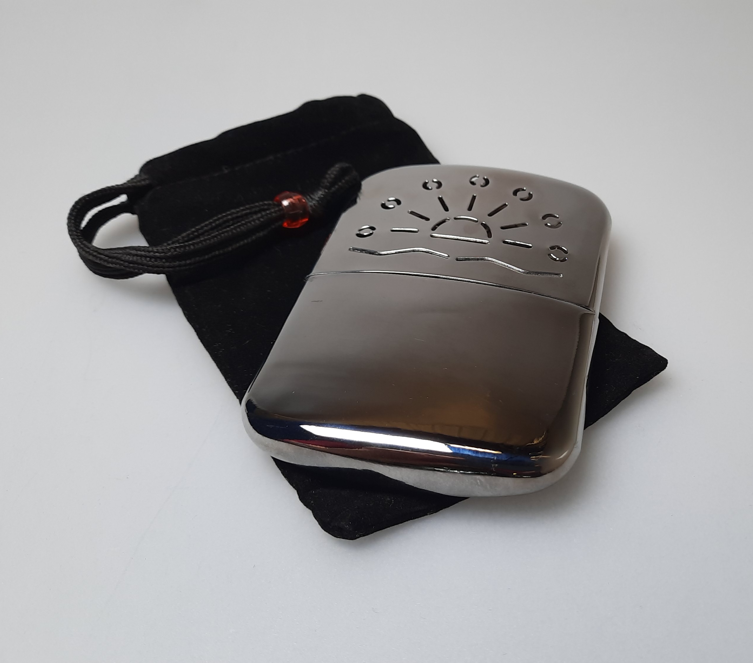 Taschen Handwärmer, Benzin, chrom