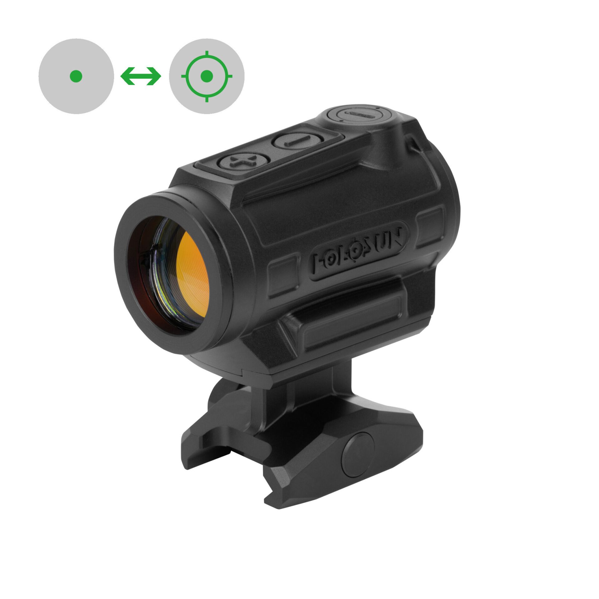Reflex Visier Holosun ARO-CORE-MRS-GR, mit grünem Wechselabsehen: 2MOA Dot & 65MOA Circledot