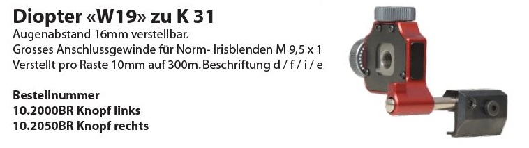Wyss Diopter W19 zu K31 brandrot rechts