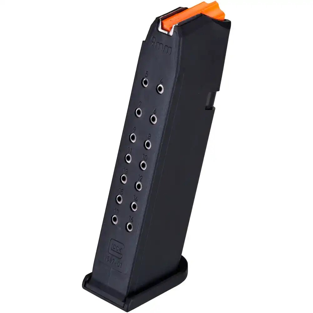 Magazin Glock G17, Gen 5, 9mm 17 Patronen, schwarz-orange