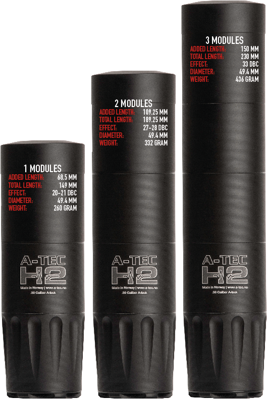 Schalldämpfer A-TEC Hertz H2 .30, 7.62mm Gewinde M18x1 (benötigt Gewinde-Adapter)