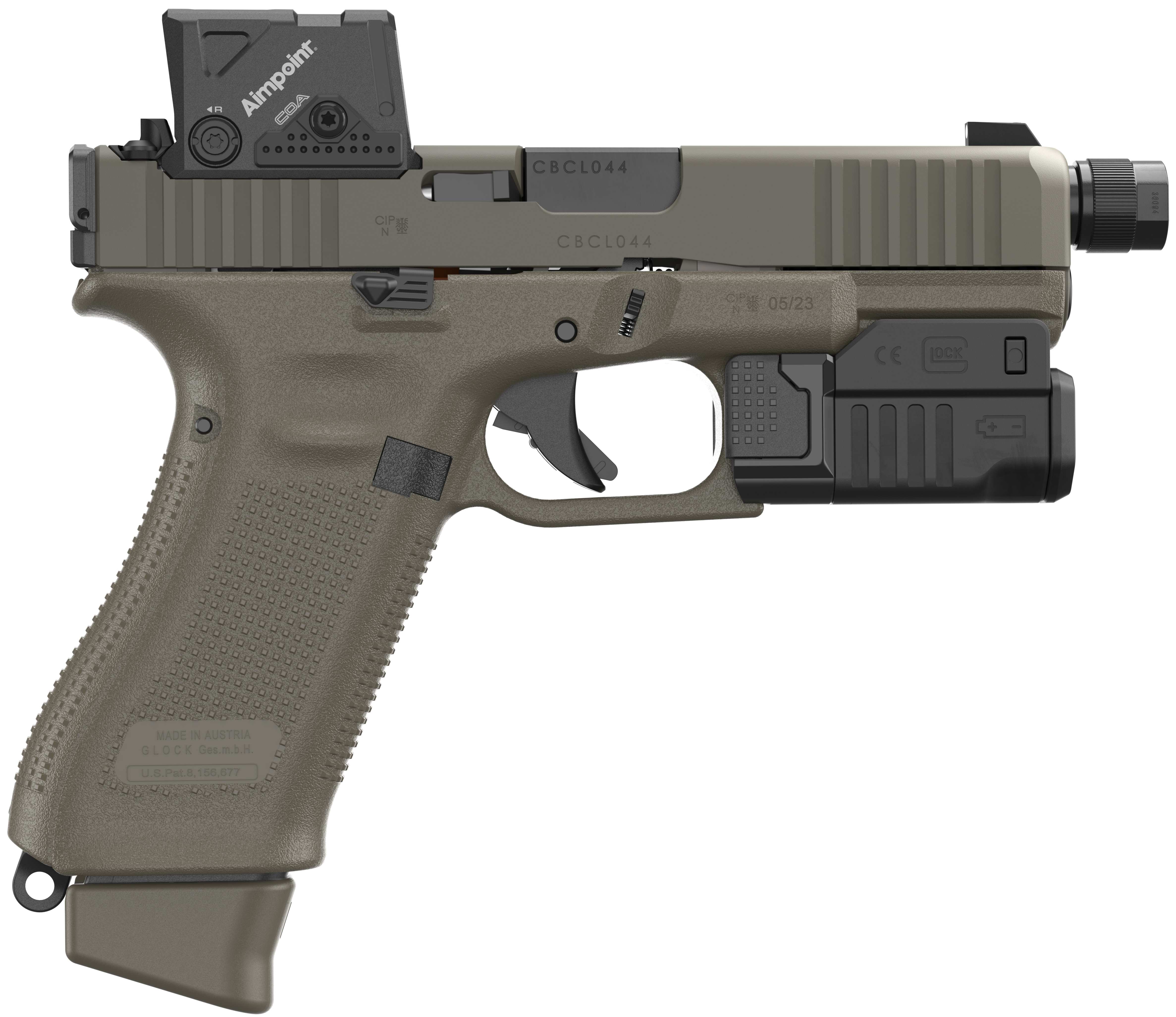 Pistole Glock 45 MOS/FS/Barrel M13,5x1LH/Green/Combo COA™ 3.5Moa/GTL II 9mm Para The Hunter Edition (Special Run)