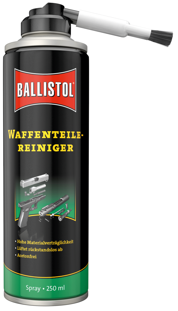 Waffenteilreiniger Ballistol Spray, 250ml mit Nylon-Aufsteckpinsel