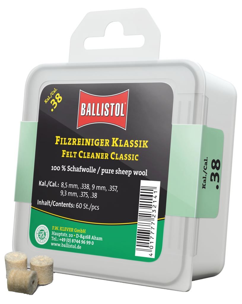Ballistol Filzreiniger Klassik, Kal. .38, 60 Stk. (für Kal. 8.5mm, .338, 9mm, .357, 9.3mm, .375, .38)
