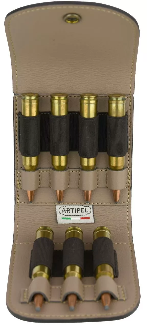 Patronenetui Artipel Rindsleder für 7 Patronen, Kal. .223 bis .300Win Mag