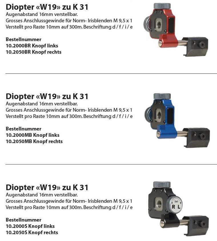 Wyss Diopter W19 zu K31