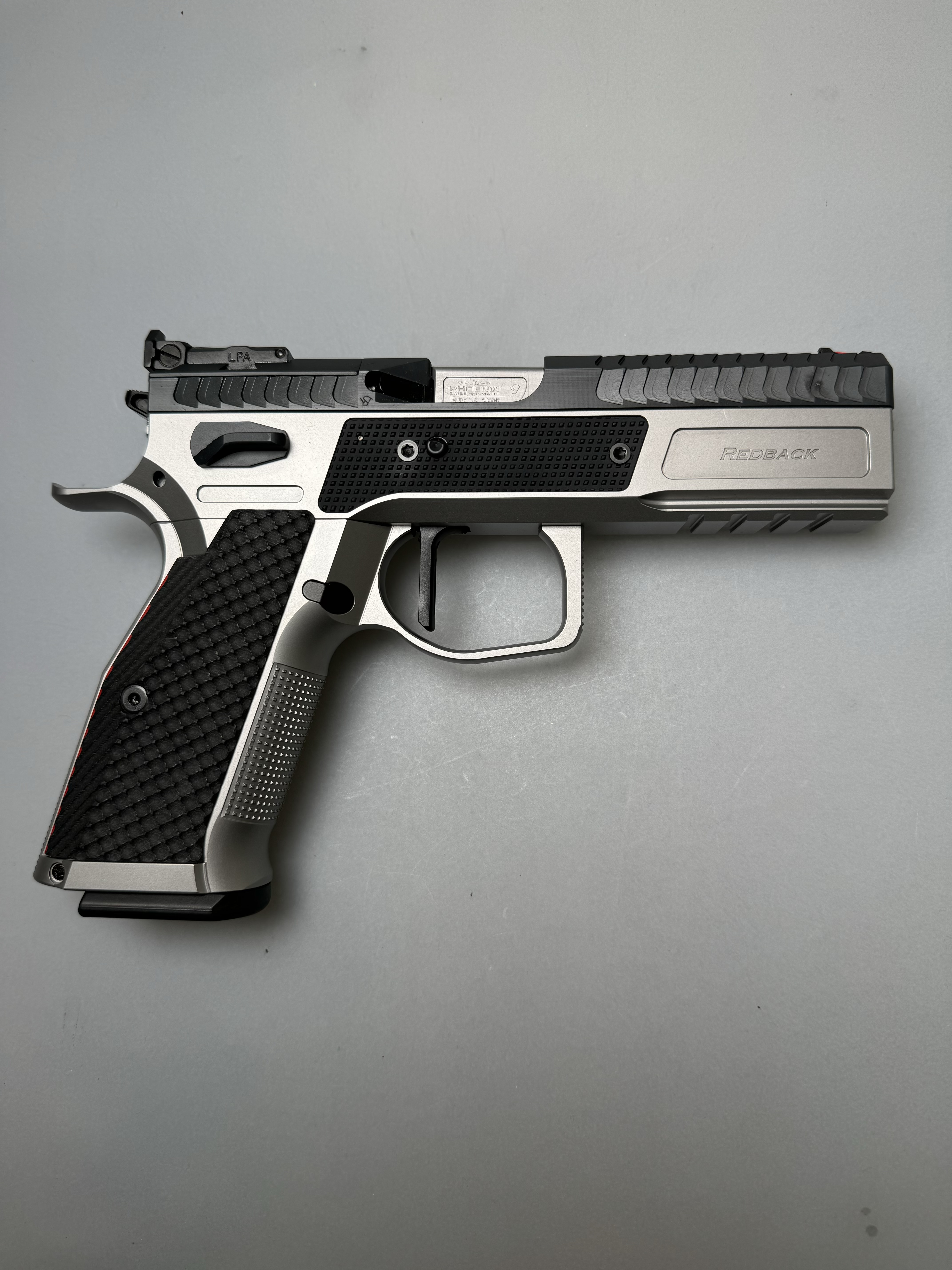 Pistole Phoenix Redback Gen 2 9mm Para , Steel / Steel, Duotone, SA, Scheibenkorn schwarz, OR LPA, Ordonnanz Beschuss