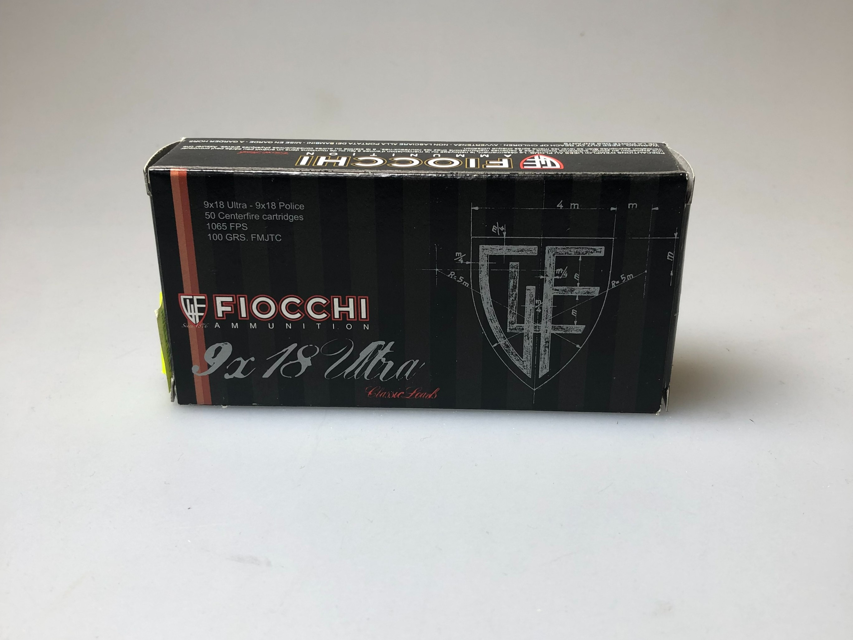 Munition Fiocchi FMJTC 100gr 9x18 Ultra, 8x18 Police